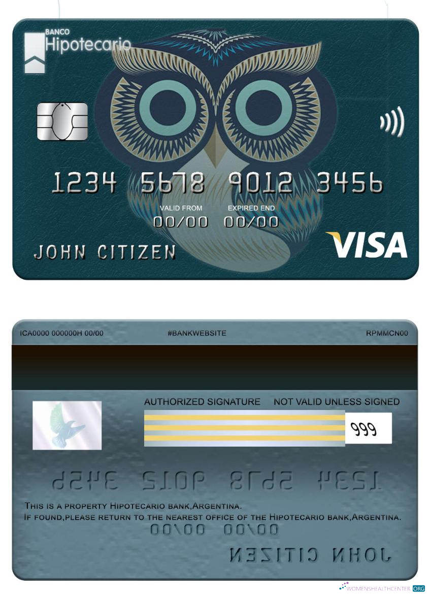 Download Argentina Hipotecario bank visa card Photoshop template